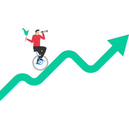 Liderança no gráfico crescente  Ilustração