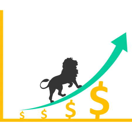 Gráfico de negocios con león  Ilustración