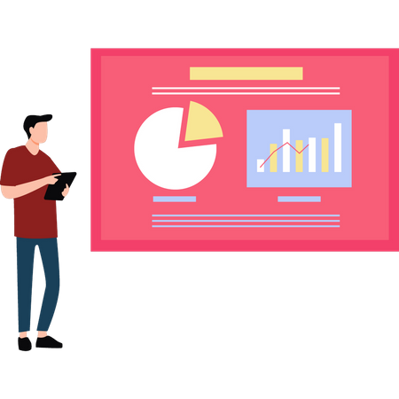 Profesional de negocios trabajando en un gráfico de negocios  Ilustración