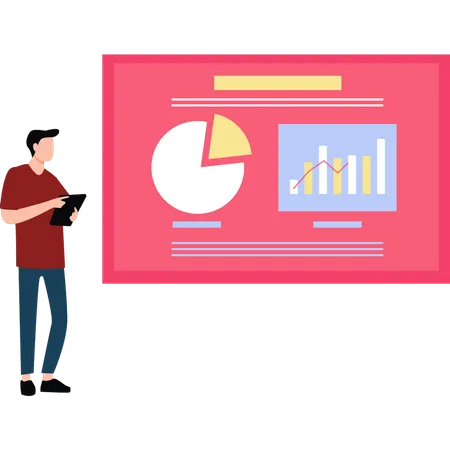 Profesional de negocios trabajando en un gráfico de negocios  Ilustración