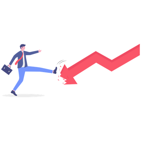 Gráfico de pérdidas de patadas de hombre de negocios  Ilustración