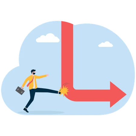 Empresario pateando gráfico de pérdidas  Ilustración