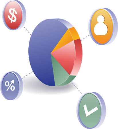 Gráfico de porcentagem da rede da equipe de negócios  Ilustração