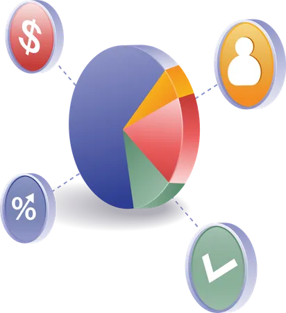 Gráfico de porcentagem da rede da equipe de negócios  Ilustração