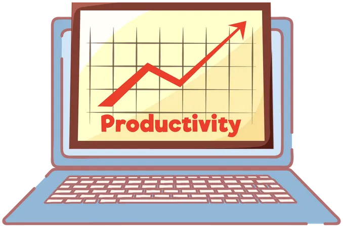Gráfico de productividad y crecimiento de indicadores estadísticos.  Ilustración