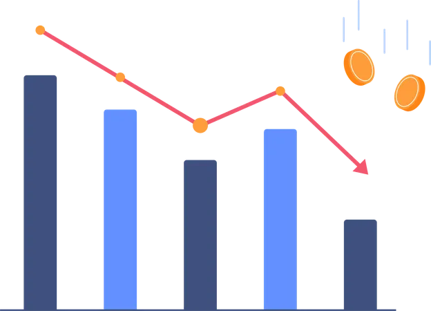 Gráfico de queda da inflação  Ilustração