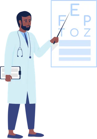 Gráfico de teste oftalmológico próximo ao oftalmologista  Ilustração