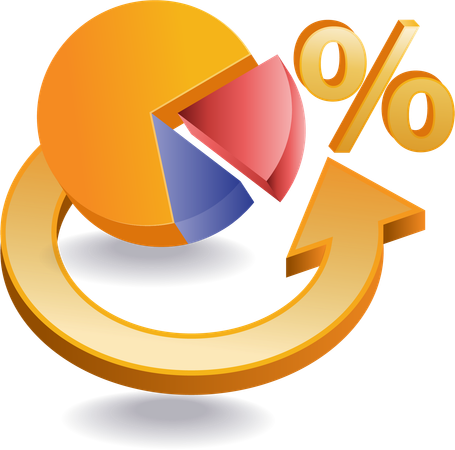 Rotação percentual do gráfico de pizza empresarial  Ilustração