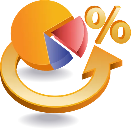 Rotação percentual do gráfico de pizza empresarial  Ilustração