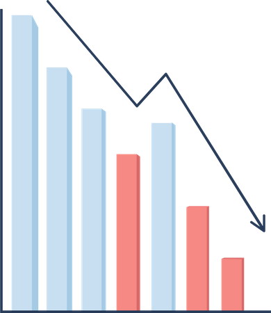 Gráfico decreciente  Ilustración