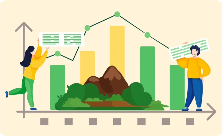 Gráfico del cambio climático  Ilustración