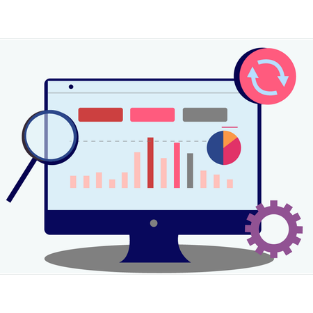 O gráfico está sendo exibido no monitor  Ilustração