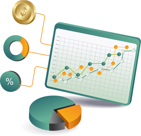 Gráfico que muestra información financiera  Ilustración