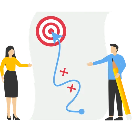 Planejamento de equipe de negócios para gráfico de tática de sucesso  Ilustração