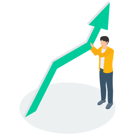 Gráficos de negocios de Man Growing  Ilustración