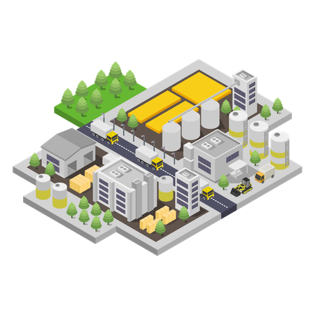 Grain elevator silos  Illustration