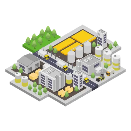 Grain elevator silos  Illustration