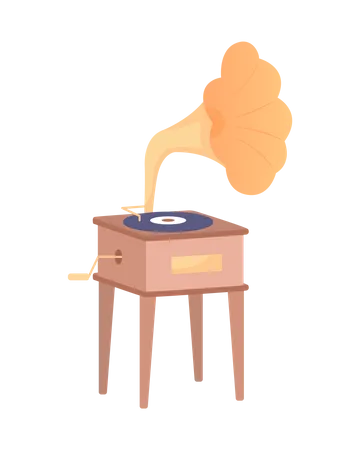 Gramophone for playing music Illustration