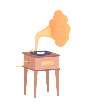 Gramophone for playing music  Illustration