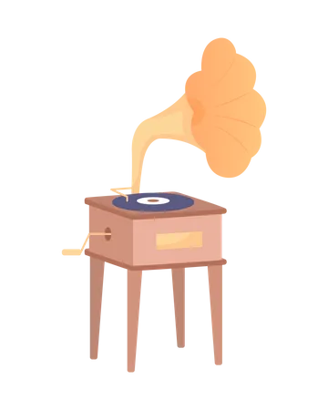 Gramophone for playing music  Illustration