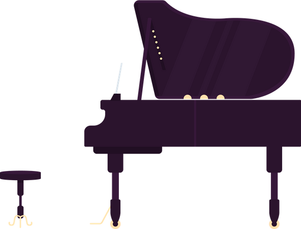 Grand black piano Illustration