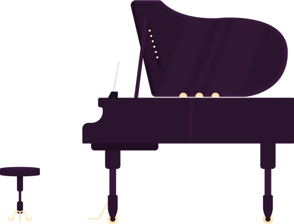 Grand black piano Illustration