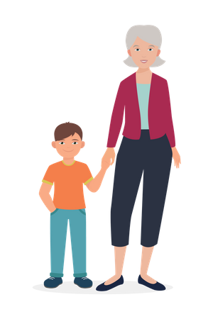 Grand-mère et fils  Illustration