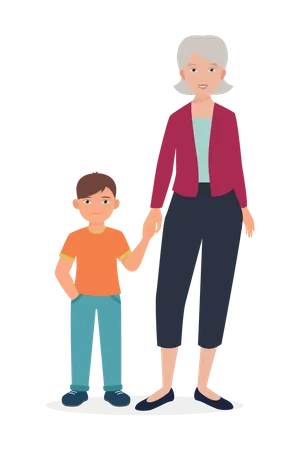 Grand-mère et fils  Illustration