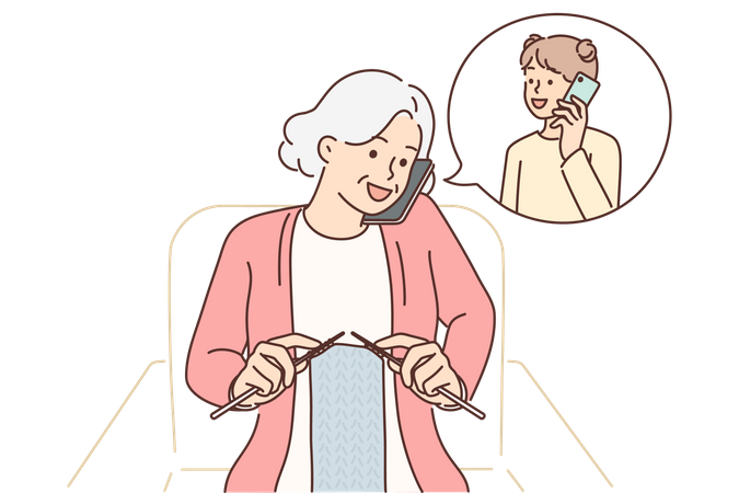 Grand-mère parlant de garde avec sa fille  Illustration