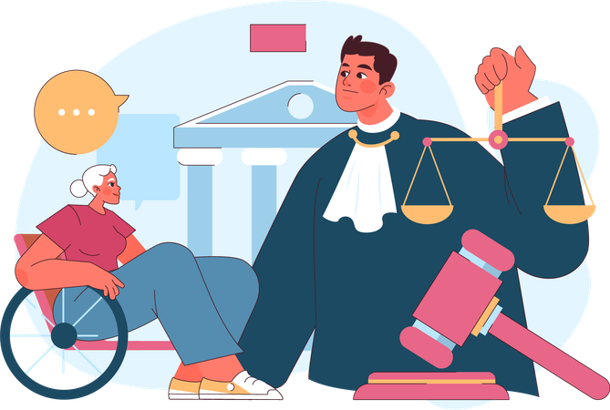 Grand mother making property will from lawyer  Illustration