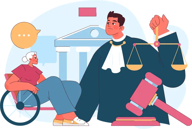Grand mother making property will from lawyer  Illustration