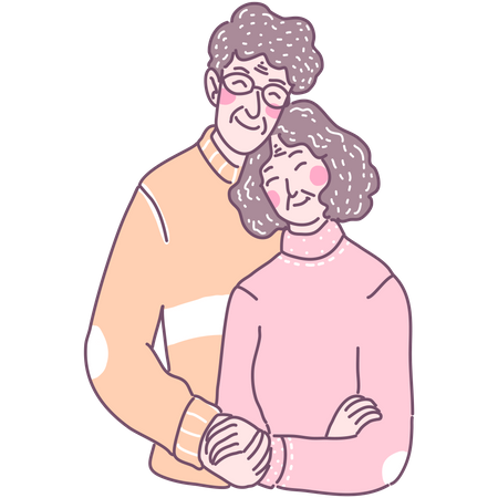 Grand-père et grand-mère debout ensemble  Illustration