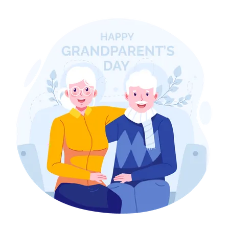 Grand-père et grand-mère debout ensemble  Illustration