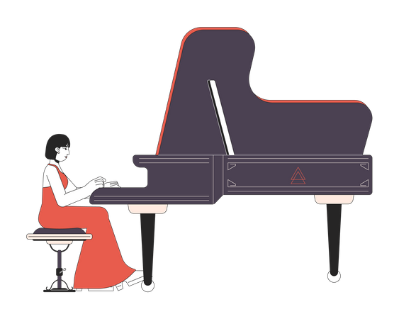 Grand piano player female  일러스트레이션