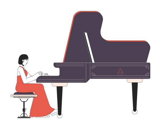 Grand piano player female  Illustration