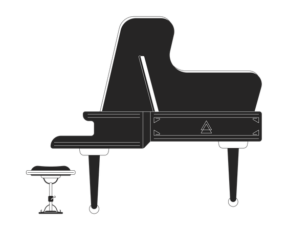 Grand piano with bench  イラスト