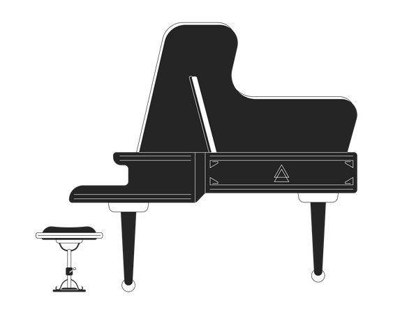 Grand piano with bench  Illustration