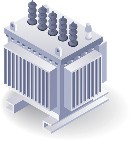 Grand transformateur électrique plat  Illustration
