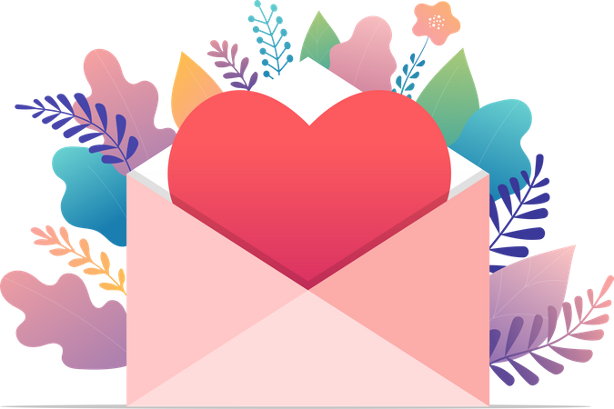 Grande enveloppe avec coeur rouge  Illustration