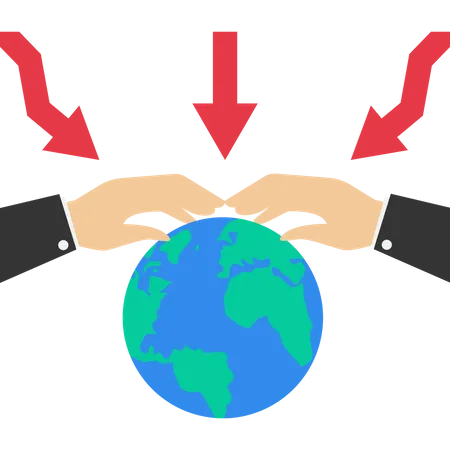 Grande main protégeant la planète Terre des effets de la récession mondiale  Illustration