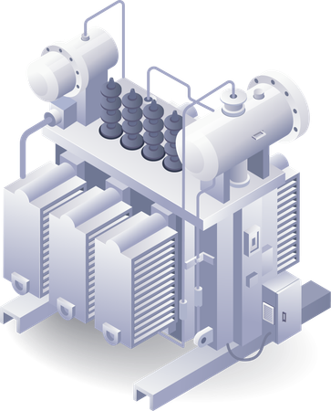 Grande transformador elétrico de distribuição plana  Ilustração