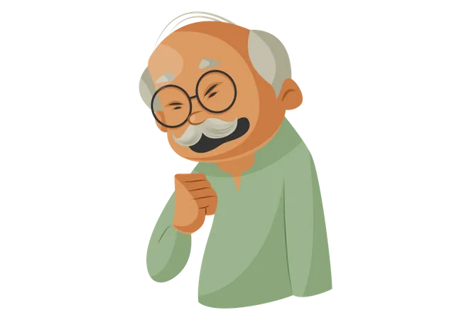 Grandfather have cough Illustration
