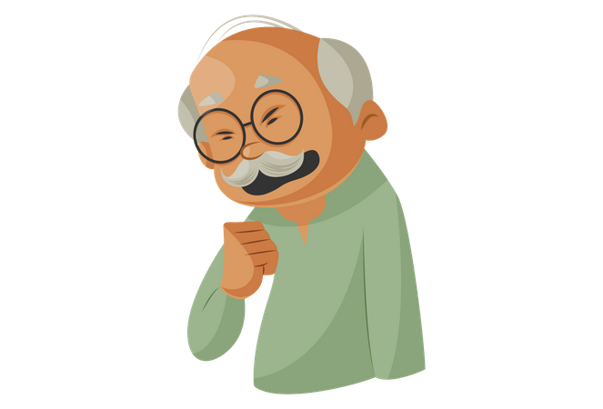 Grandfather have cough  Illustration