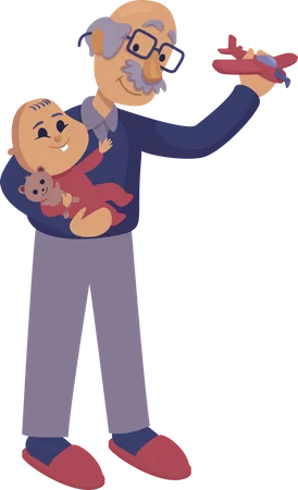 Grandfather playing with baby  Illustration