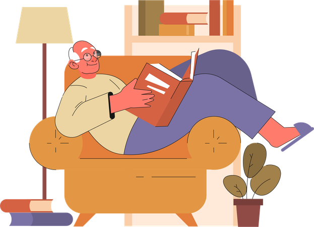 Grandfather reading book  Illustration