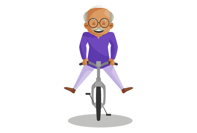 Grandfather Riding Cycle Illustration