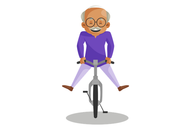 Grandfather Riding Cycle  Illustration