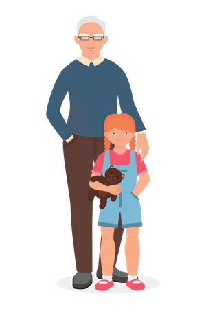 Grandfather with daughter  Illustration