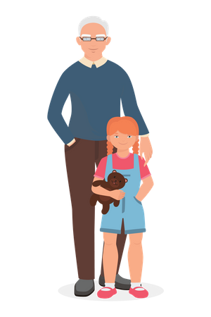 Grandfather with daughter  Illustration