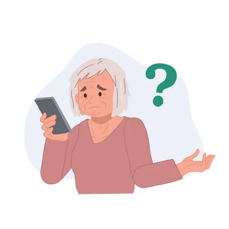 Grandma have problems with cell phones  Illustration